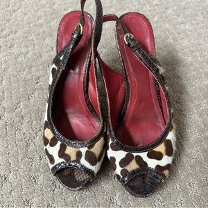 Coach Animal Print Slingback Heels with Red Insole- Size Women’s 7B